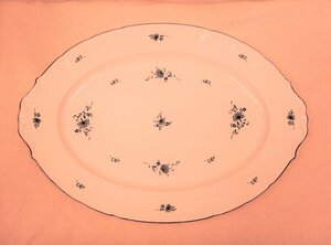 5293 美品☆ Noritake クラフトーン ブルーフラワー オーバル プレート ４８センチ ノリタケ 大皿