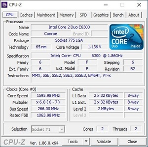 intel Core2Duo E6300@1.86GHz