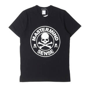 新品 mastermind JAPAN マスターマインドジャパン SENSE サークル クロススカル ロゴ グリッター ラメ プリント Tシャツ ブラック M