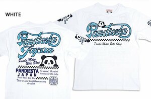 PD MOTOR半袖Tシャツ◆PANDIESTA JAPAN ホワイトXLサイズ 523602 パンディエスタジャパン パンダ 刺繍
