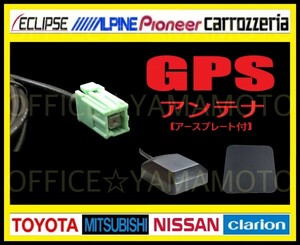 GPSアンテナケーブル(コード)緑角型 アースプレート付 ケーブル(約3m)トヨタ ダイハツ イクリプス ケンウッド 日産 ホンダ ナビ NHZN 1e