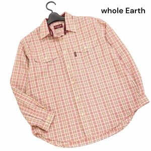 美品★ Whole Earth ホールアース 通年 長袖 サマーウール チェック シャツ Sz.L　レディース アウトドア 登山　K4T01184_7#C