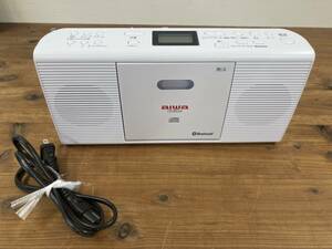 d80 aiwa アイワ CR-BS50 CDラジオ Bluetooth ブルートゥース 対応 ラジオ ホワイト 白 ※現状品 通電のみ確認済