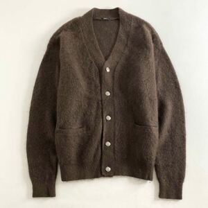 81h12 《美品》 DENHAM デンハム 01-21-10-71-882 カーディガン 長袖 シャギー ニット Vネック コンチョ 銀ボタン Lサイズ モヘア混