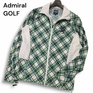 Admiral GOLF アドミラル ゴルフ 通年 ロゴ プリント★ チェック柄 ダブルジップ ブルゾン ジャケット Sz.L　メンズ　I4T03028_9#O