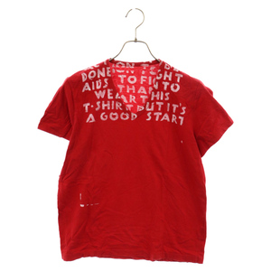 Martin Margiela マルタンマルジェラ 初期 AIDS TEE エイズプリントVネック半袖Tシャツ オリゾンティ 333-38251 レッド