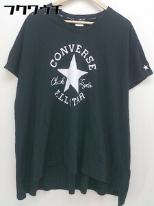 ◇ CONVERSE コンバース ロゴ プリント 半袖 Tシャツ カットソー サイズF ブラック レディース