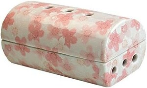 【モダン仏具】【香炉単品】横置き筒型香炉『香彩器(こうさいき)』満開桜(白) 美濃焼 カーボンフェルト付 ミニ寸7cm線香対応 新品