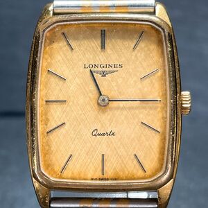 美品 Longines ロンジン 腕時計 アナログ クオーツ ゴールド文字盤 スクエア メタルベルト シルバー 新品電池交換済み 動作確認済み