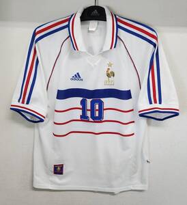 99 フランス France FFF(A)#10 ジダン ZIDANE 半袖 adidas ユーロ00 予選仕様 M