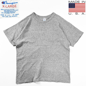 MADE IN USA製◎80s ビンテージ Champion 88 12 無地 Tシャツ XL 完全 目無し 霜降りグレー アメリカ製 チャンピオン 米国製 古着 /70s 90s