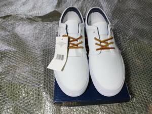 未使用 新品 ポロ ラルフローレン POLO Ralph Lauren FAXON LOW/NE-Sk-VLC PURE WHITE CANVAS 26.5cm US8D キャンパス ローカット 白 春夏