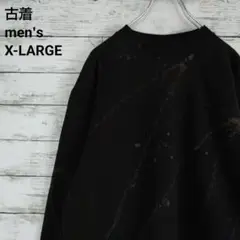 古着 Royal Knight ロイヤルナイツ スウェット スプラッター 黒XL