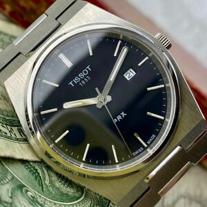 #2204【動作良好】★送料無料★ TISSOT PRX ティソ ピーアールエックス 腕時計 ブラック クォーツ ヴィンテージ アンティーク