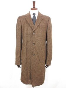 極美品【ヒューゴボス HUGO BOSS】千鳥風織柄 肉厚生地 チェスターコート JERSEY COAT (メンズ) size50 ブラウン系 □17MW3348□