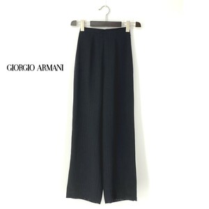 A7368/極美品 春夏 GIORGIO ARMANI アルマーニ 黒ラベル ウール モヘア ストライプ テーパード スラックス パンツ XS程 36 濃紺/レディース