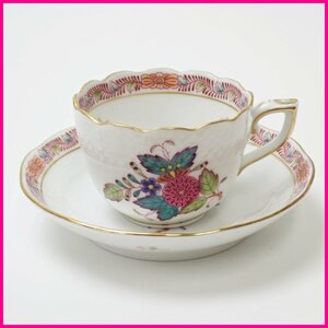 ◆美品 HEREND/ヘレンド アポニーフラワー カップ&ソーサー/金彩/花柄/陶磁器/茶器/洋食器&0000004005