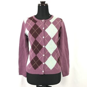 Abercrombie&Fitch★長袖ニットカーディガン【レディースS/紫/purple】アーガイルチェック/cardigan◆BH312