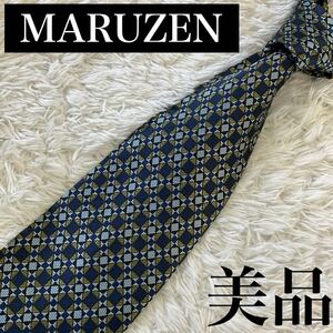 【美品】MARUZEN シルクネクタイ 総柄 幾何学模様　M-0084