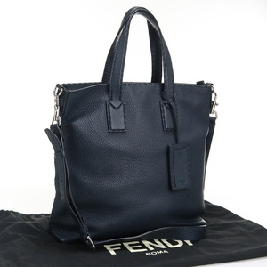 中古FENDI セレリア トートバッグ レザー 7VA377 ネイビー ランク：AB us-2