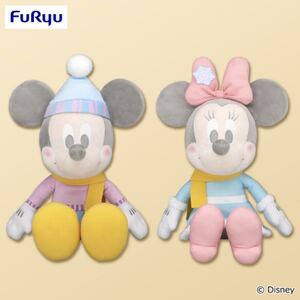 ディズニー ミッキー&ミニー FDM DisneyFANコラボレーションBIGぬいぐるみ 全2種セット ニット帽 マフラー ジャンボ グッズ プライズ