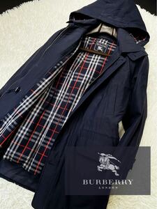 b13 美品【極アツ水鳥天然ダウン】定価18万●BURBERRY LONDON● ダウン90%ジャケットコート バーバリーコート メンズ 2wayライナー付属