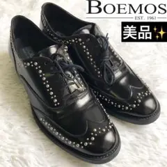 レースアップシューズ 23.5 BOEMOS ボエモス ローファー スタッズ 黒