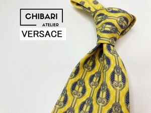 【超美品】VERSACE　ヴェルサーチ　全面メデューサロゴ柄 ネクタイ 3本以上 送料無料 メンズ イエロー　1202260