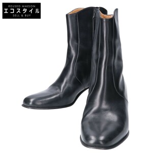 HERMES エルメス サイドジップ レザー ショートブーツ/ シューズ 37 ブラック レディース