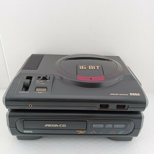 305 SEGA セガ MEGA DRIVE メガドライブ HAA-2910 本体＋メガCD MEGA-CD MD 16-BIT アダプター欠品 通電確認済 現状品