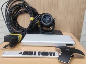 ③ H R61218 POLYCOM ポリコム RealPresence Group500 P001 テレビ会議システム MPTZ-11カメラ マイク リモコン ケーブル付属