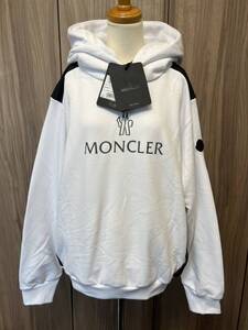 XSサイズ【未使用】MONCLER Same But Hoodie ロゴ パネル パーカー　ホワイト　白色　正規品 ◆定価8.5万円◆　人気男女兼用モデル