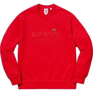 即決 supreme lacoste crewneck red L ラコステ