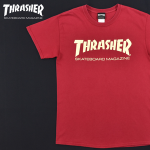 送料300円│THRASHER スラッシャー ★ ロゴプリント 半袖 Tシャツ 赤 メンズ M