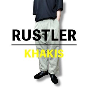 CP1-240★レア★Mexico製★良品＆正規品★【RUSTLER KHAKIS ラスラー】2タック ワイドパンツ チノパン【W36 90センチ】ベージュ ラングラー