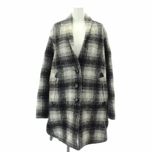 イザベル マラン エトワール ISABEL MARANT ETOILE ウールチェックコート ロング 36 S 黒 ブラック グレー