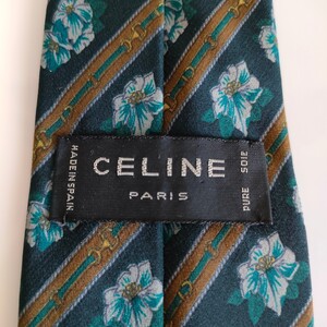 CELINE(セリーヌ)ネイビー花柄ストライプネクタイ