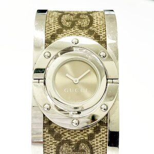 【1円スタート】GUCCI グッチ 112 トワール バングル SS ブラウン系文字盤 クオーツ レディース腕時計 366408