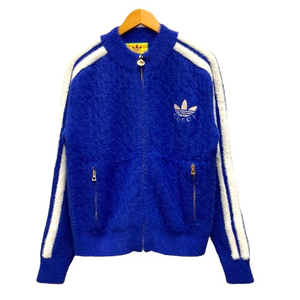 未使用品 グッチ GUCCI ×adidas 723091 XKCTX ブルゾン アウター コラボ ウール混 ライン ロゴ 長袖 M 青 ブルー 白 ホワイト メンズ