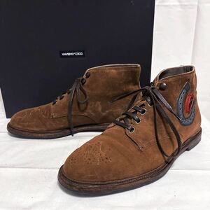 和279★ 箱付き DOLCE&GABBANA ショートブーツ メダリオン スエードレザー イタリア製 8.5 ブラウン メンズ ドルチェ&ガッバーナ