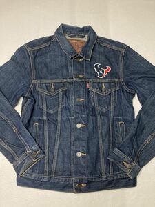 ◆ LEVI’S x NFL ◆ リーバイス 濃色 別注 Wネーム アメフト ヒューストンテキサンズ ロゴ刺繍 デニム トラッカージャケット Gジャン S