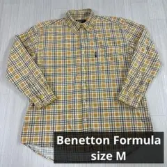 Benetton Formula コーデュロイ　長袖シャツ M チェック柄　古着