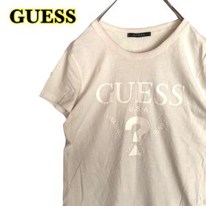 GUESS ゲス　半袖Tシャツ　プリントTシャツ　白　レディース　Sサイズ　【AY0458】