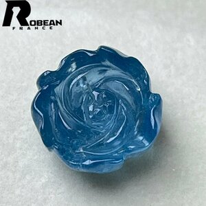 夢色 EU製 定価5万円★ROBEAN・ブルーグリーンアクアマリン★パワーストーン アクセサリー 天然石 手彫り牡丹 ギフト 約14.7*8mm 1003k216