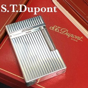 ST.Dupont デュポン ライン2 ライター 1356 シルバー 箱/G/保証書 火花確認 ローラー式 フランス製 ガスライター 正規品 本物保証 最落無