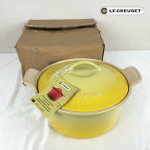 1206【未使用品】 LE CREUSET ル・クルーゼ Round Casserole w/ Lid Soleil ラウンドキャセロール ソレイユ イエロー 23cm 9” 2.8L 3qt