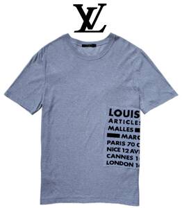 LVロゴ ◆ LOUIS VUITTON ◆ ルイヴィトン◆ 半袖 Tシャツ カットソー メンズ 肩幅 約48cm グレー イタリア製 メンズ