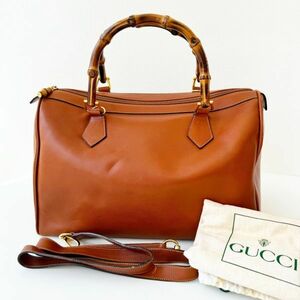 ◆ オールドグッチ GUCCI バンブー 2way ハンドバッグ 000 122 0293 ショルダーバッグ ブラウン レザー ヴィンテージ レディース かばん