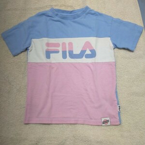 FILA フィラ　テグテグ Tシャツ　120cm 肩開き ブルー ピンク 半袖Tシャツ 子供服 キッズ