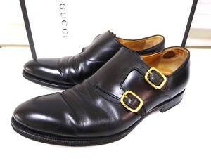 ★1円～　正規品　GUCCI グッチ　ダブルモンクストラップ　黒　カーフ　ビジネスシューズ　7 1/2 